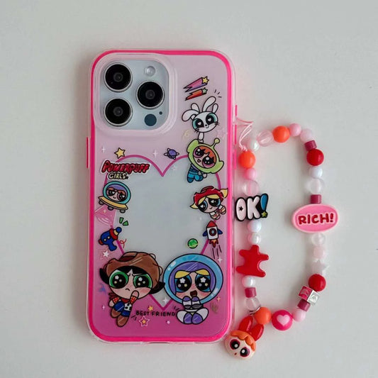 Cute Cartoon Designer Silicon Case for iPhone With Cute Beaded Charm